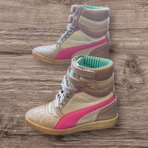 Puma Contact hightop Size 5 1/2  Pink / brown Used Condition